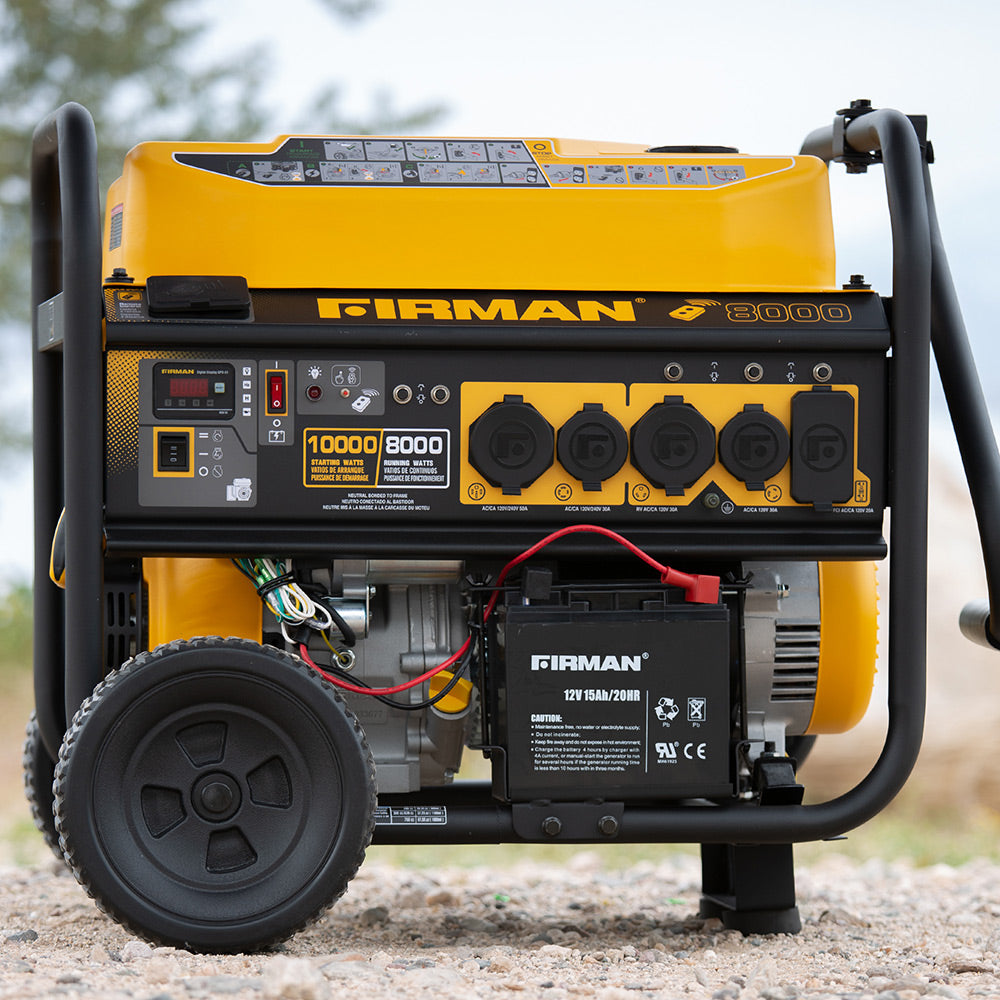 FIRMAN P08003 - Performance Series 8000 Watt Electric Start Portable Generator w/ RV Outlet & Wireless Remote (CARB)-American Camp Supply